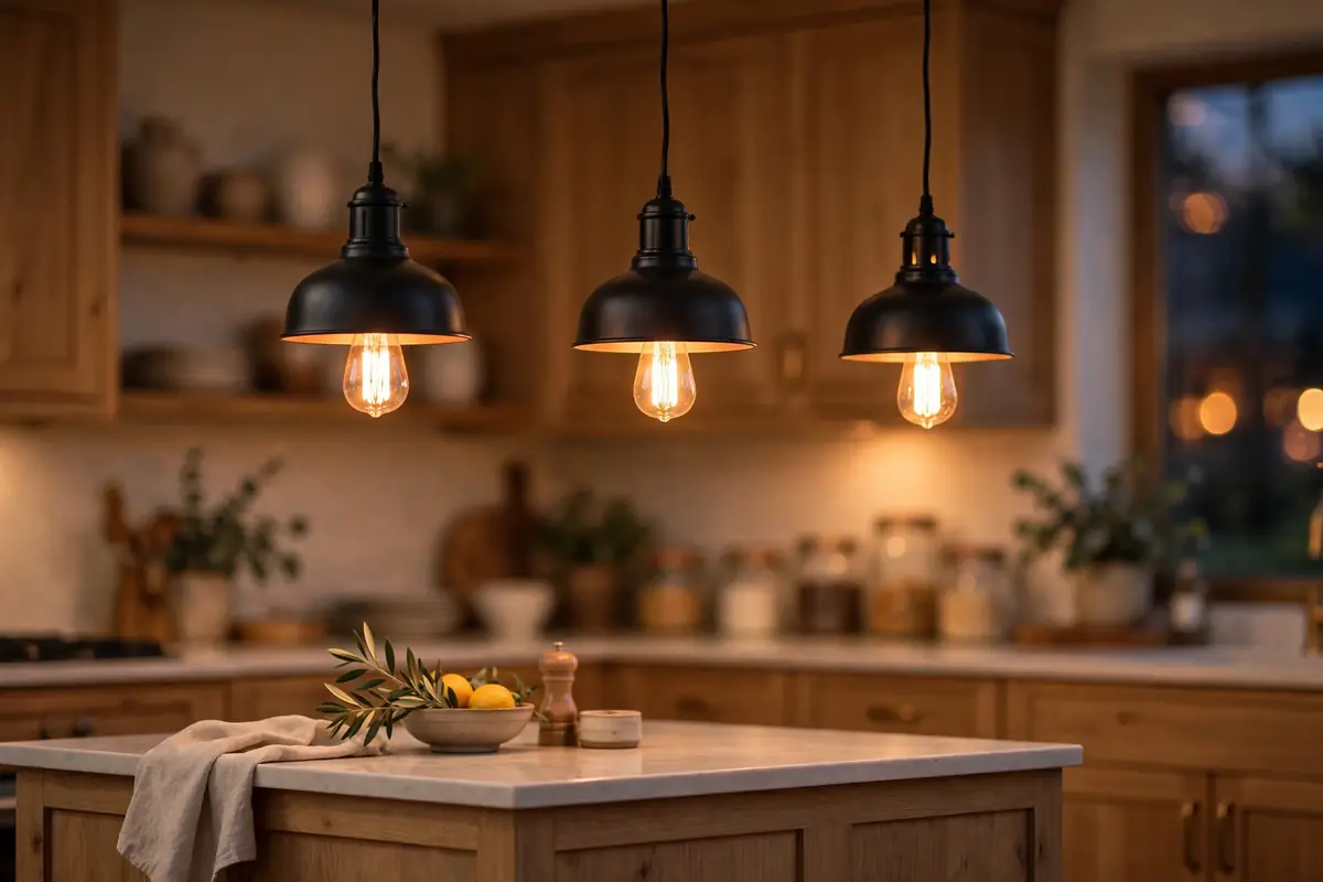 Kitchen lighting design Colorado Springs: pendant lights over a kitchen island